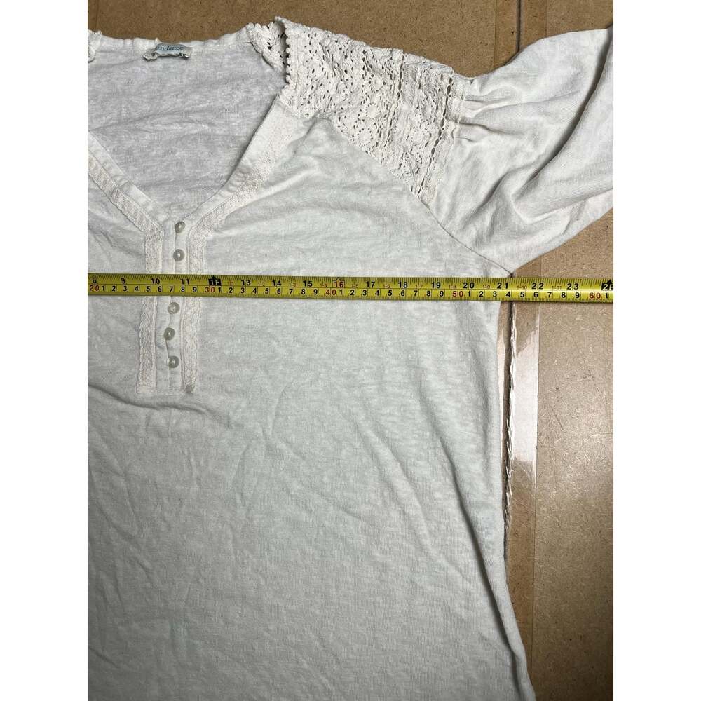 Sundance Tunic Womens L White Crochet V-Neck Long Sleeve Button Lightweight - Picture 3 of 8
